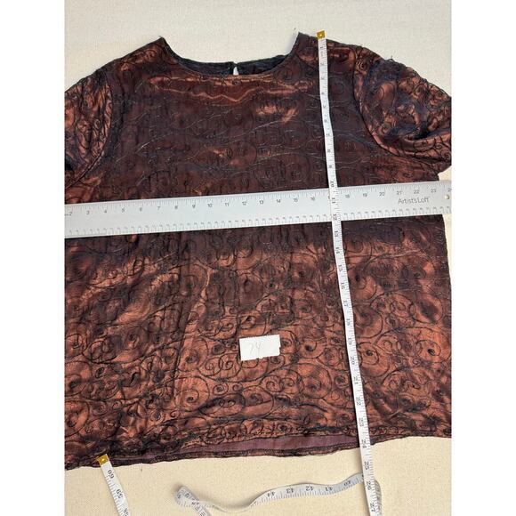 Vintage New York City Design Co Woman's 1X Copper Sheer Black Embroidered Blouse - Picture 8 of 8